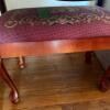 Matching Pair of Needlepoint Upholstered Footstool in Queen Anne Style - 9