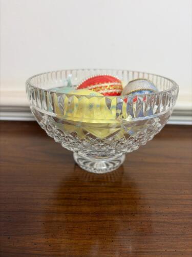Cut Glass Pedestal Bowl with Decorative Egg Ornaments