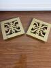 Pair of Decorative Brass Trivets with Floral Motif