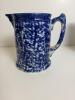 Tow Antique Blue and White Spongeware Pitchers - 2