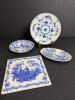Mixed Makers-Blue and White Transferware Plates/Trivet