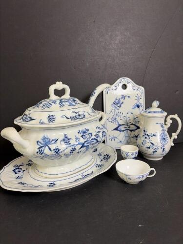 Blue Danube Blue Onion-Style Porcelain Serving Pieces