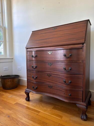 Antique-Style Slant Front Secretary Desk with Cabriole Legs
