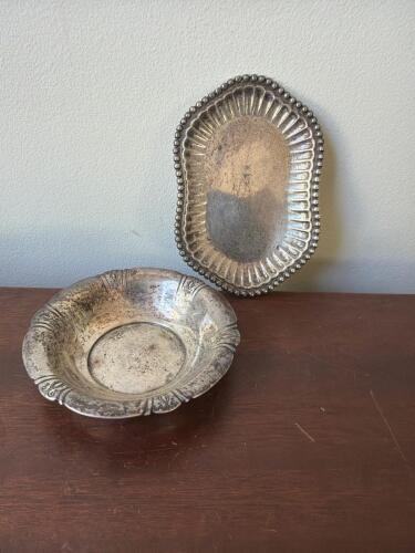 Sterling Silver Dishes with Ornate Edge Designs, 61 grams