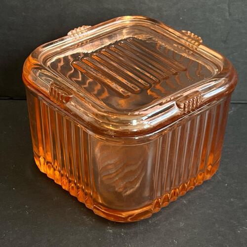 Vintage Pink Depression Glass Refrigerator Dish