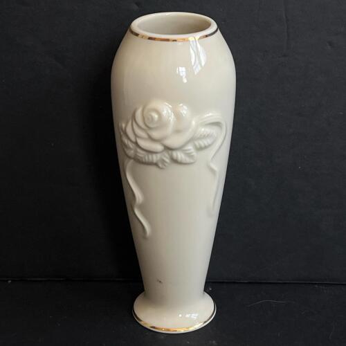 Lenox Porcelain Vase with Embossed Floral Relief