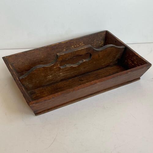 Vintage Wooden Caddy With Divided Handle