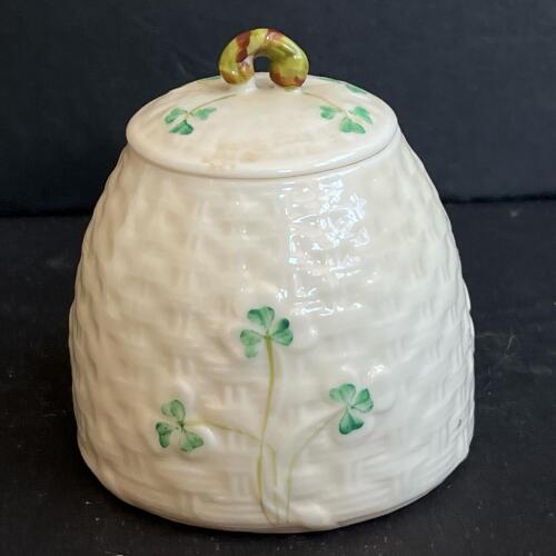 Belleek Ireland Shamrock Sugar Bowl with Lid