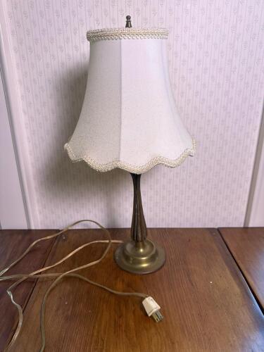 Vintage Brass Table Lamp With Fabric Shade