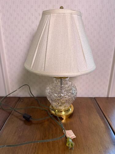 Cut Glass and Brass Table Lamp with Shade