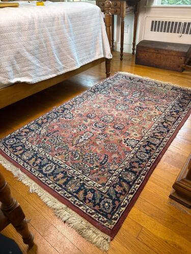Oriental-Style Wool Area Rug With Floral Motif