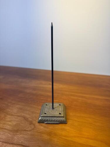 Vintage Metal Bill Spike Holder with Ornate Base