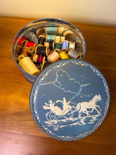 Blue Tin with Horse and Carriage Motif
