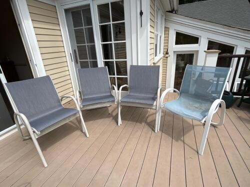 Patio Sling Armchairs White Metal With Textilene Mesh