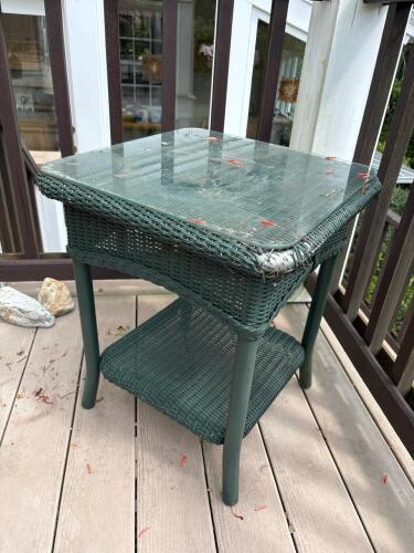 Glass Top Wicker Outdoor Table