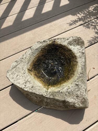 Hand-Carved Stone Birdbath