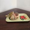 Pair of Ganz Bird Figurines With tray and Doll