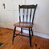 Hitchcock Style Black Painted Wood Chair With Stenciled Detail
