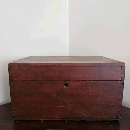 Wooden Storage Chest With Metal and Leather Handles