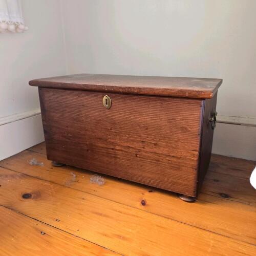 Wooden Storage Chest With Brass Handles