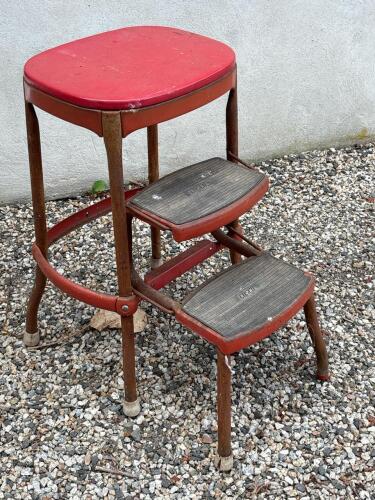 Vintage osco Red Metal Step Stool