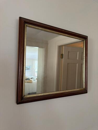 Rectangular Wall Mirror With Wood and Gilt Frame