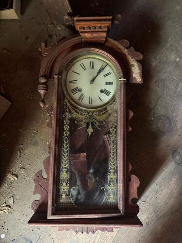 Victorian-Style Wooden Wall Clock with Pendulum