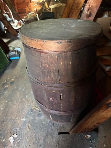 Large Wooden Barrel Primitive Rustic Style