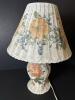 White Wicker Table Lamp With Floral Shade - 2
