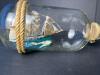 Small Ship in a Bottle Nautical Folk Art with Rope Accent - 2