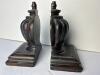 Pair of Dark Wood Urn-Form Bookends in the Traditional Style