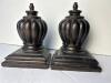 Pair of Dark Wood Urn-Form Bookends in the Traditional Style - 2