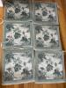 Six Tropical-Print Square Chair Pads with Ties - 5
