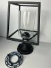Black Metal Frame Light Fixture with Glass Insert - 2