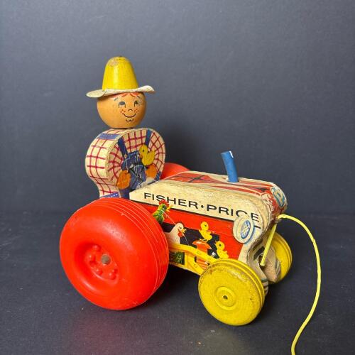 Vintage Fisher-Price Wooden Tractor Pull Toy