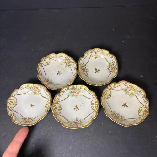 Five Small Hand Painted Nippon Porcelain Dishes