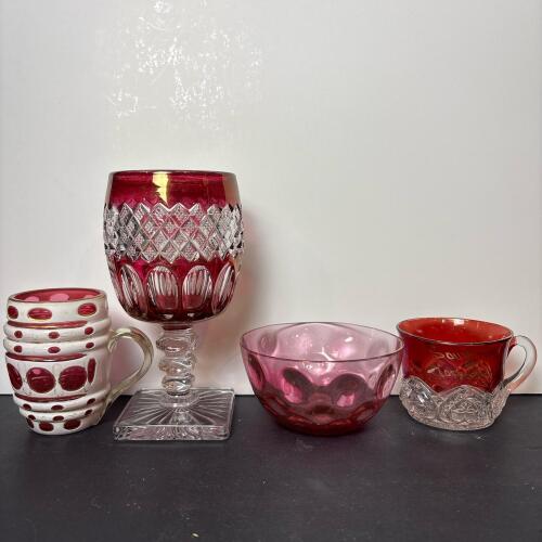 Assorted Vintage Ruby Red Pressed Glassware