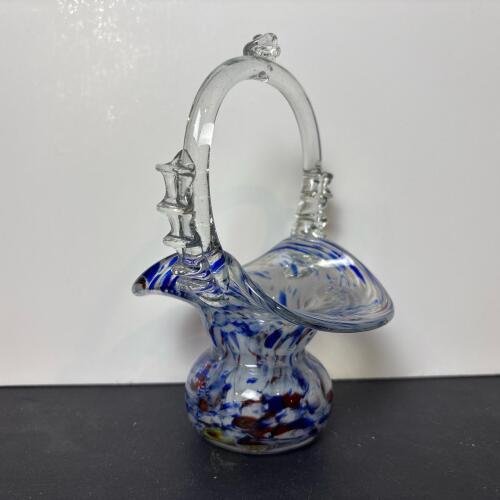 Hand Blown Art Glass Basket
