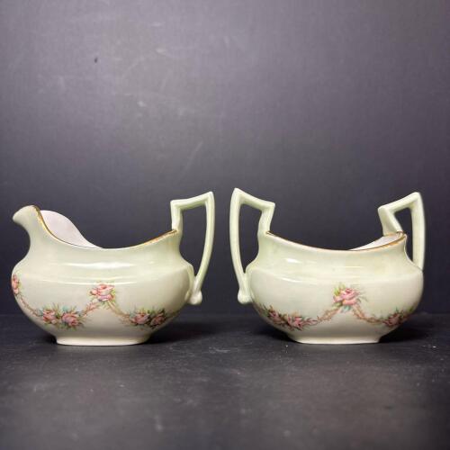 Floral T&V Limoges Creamer and Sugar Bowl