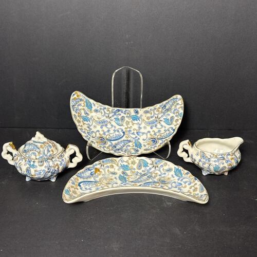 Lefton China Paisley Creamer, Sugar Bowl, & Crescent Dishes