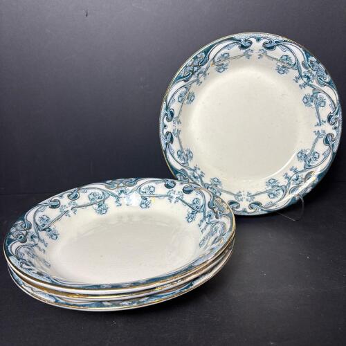 Four Royal Staffordshire Iris Pattern Porcelain Soup Bowls