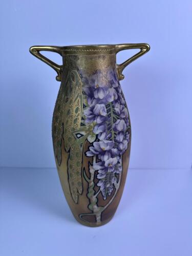 Hand Painted Art Nouveau-Style Porcelain Vase with Handles