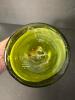 Green Glass Cruet With Stopper, Hand-Painted Floral Motif - 4
