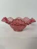 Pink Ruffled Fenton Glass Bowl in Victorian-Style