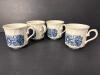 Four Blue and White English Staffordshire-Style Transferware Mugs
