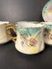 17 Piece Hand Painted Floral Porcelain Teacups, Saucers, Plates Set - 4