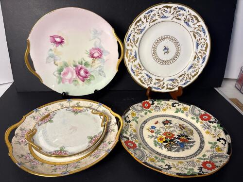Six Hand-Painted Art Deco and Victorian-Style Decorative Plates