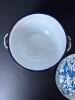 Blue and White Enamelware Bowl with Lid, Swirl Pattern - 3