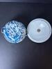 Blue and White Enamelware Bowl with Lid, Swirl Pattern - 4
