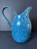 Blue And White Graniteware-Style Enamel Pitcher - 3